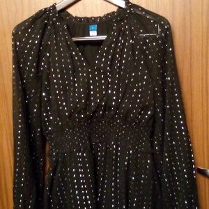 Old Navy Women's Waist-Defined Black Shine Dress | ~34" Length | Size …